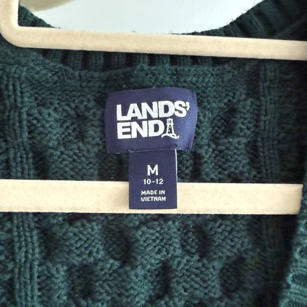 Green Fisherman Cable Knit Sweatshirt (Size: Medium) - Picture 3 of 4